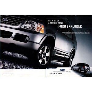2003 Ford Explorer SUV 2 Page Vintage Print Ad Front View Gravel Wall Art